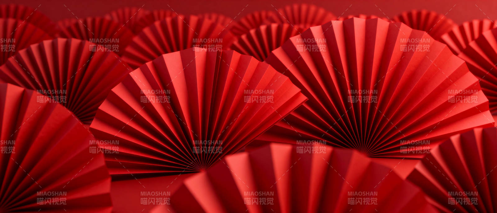 红色折扇阵列图片