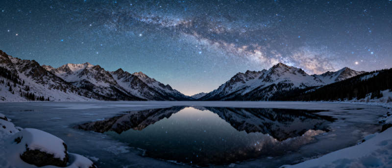 星河映雪湖图片