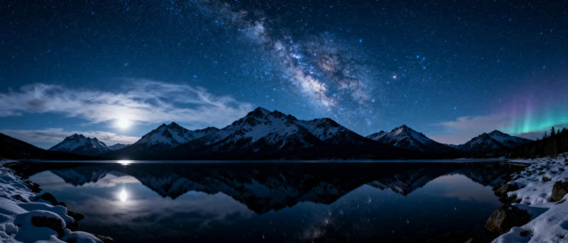 星河映雪湖图片