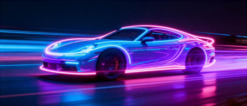 霓虹疾驰的跑车图片