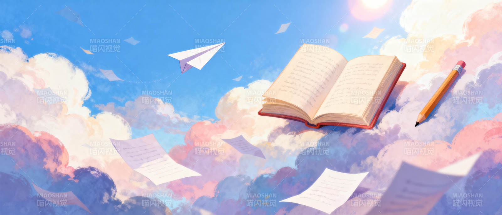 书页飞舞的天空图片