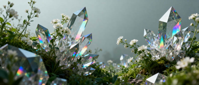 晶莹剔透的水晶花丛图片