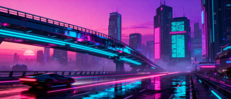 霓虹都市夜景图片