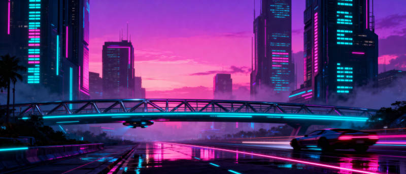 霓虹都市夜景图片