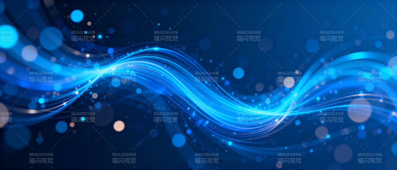 蓝色光波流动图片