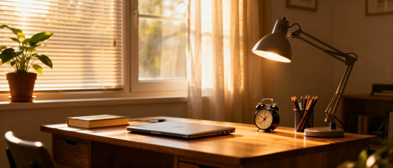 温馨书桌一角图片