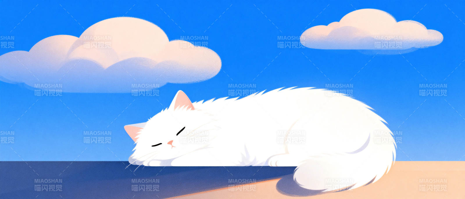 白猫安睡云下图片
