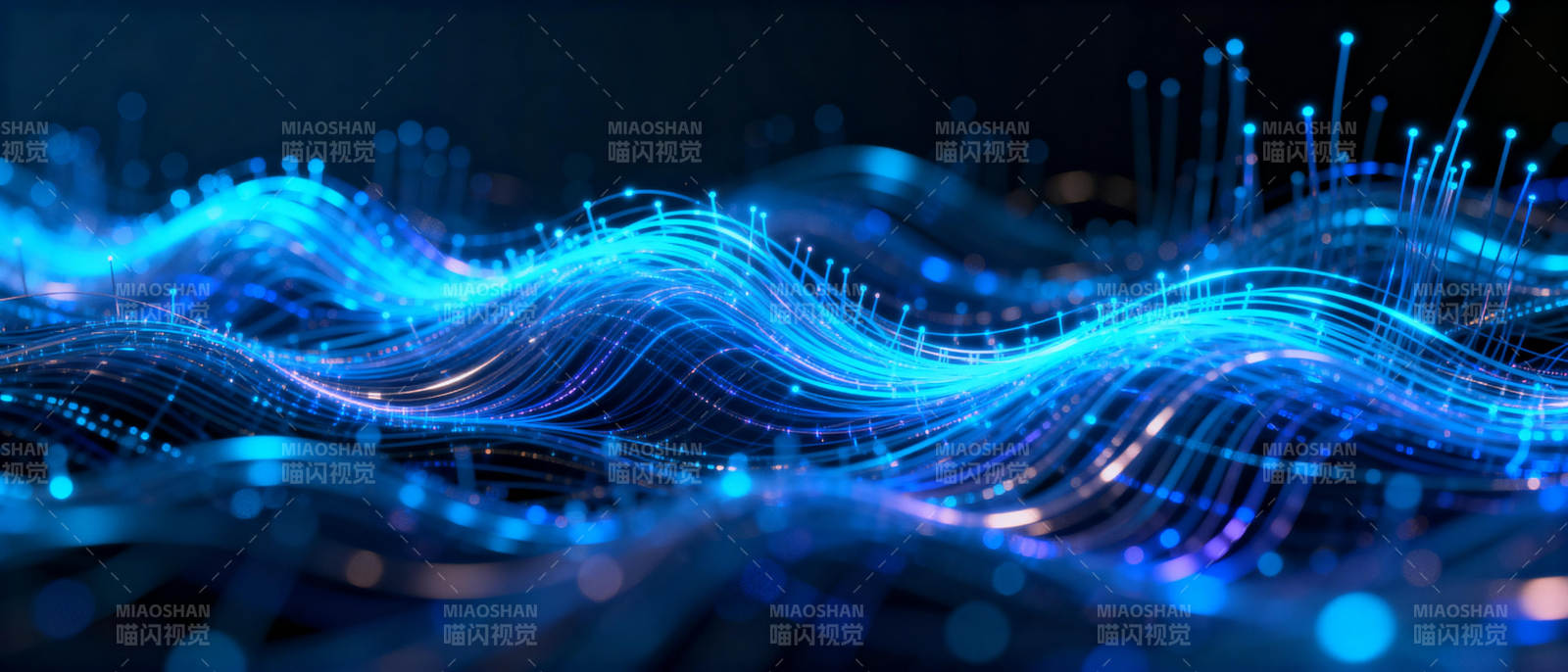 蓝光波浪科技感图片