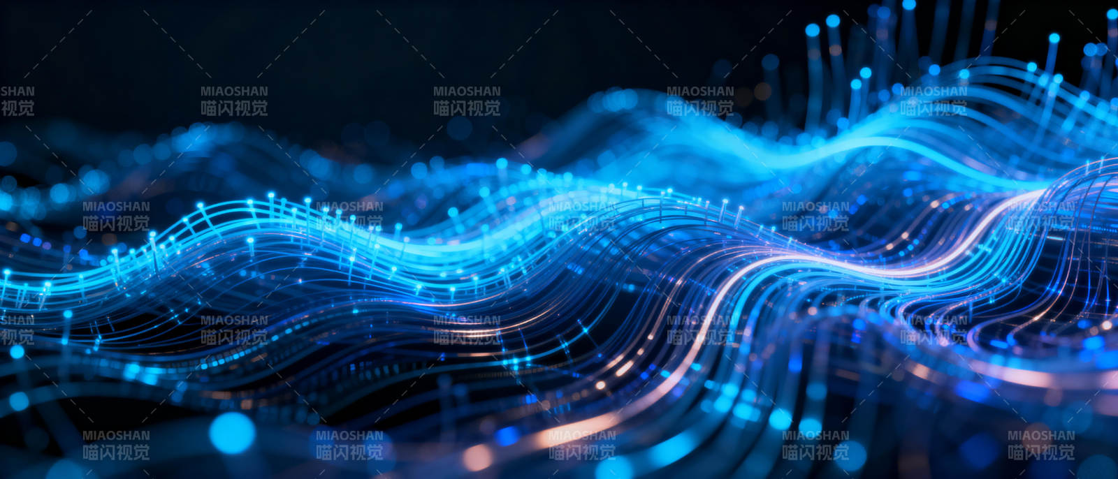 蓝色光波流动图片