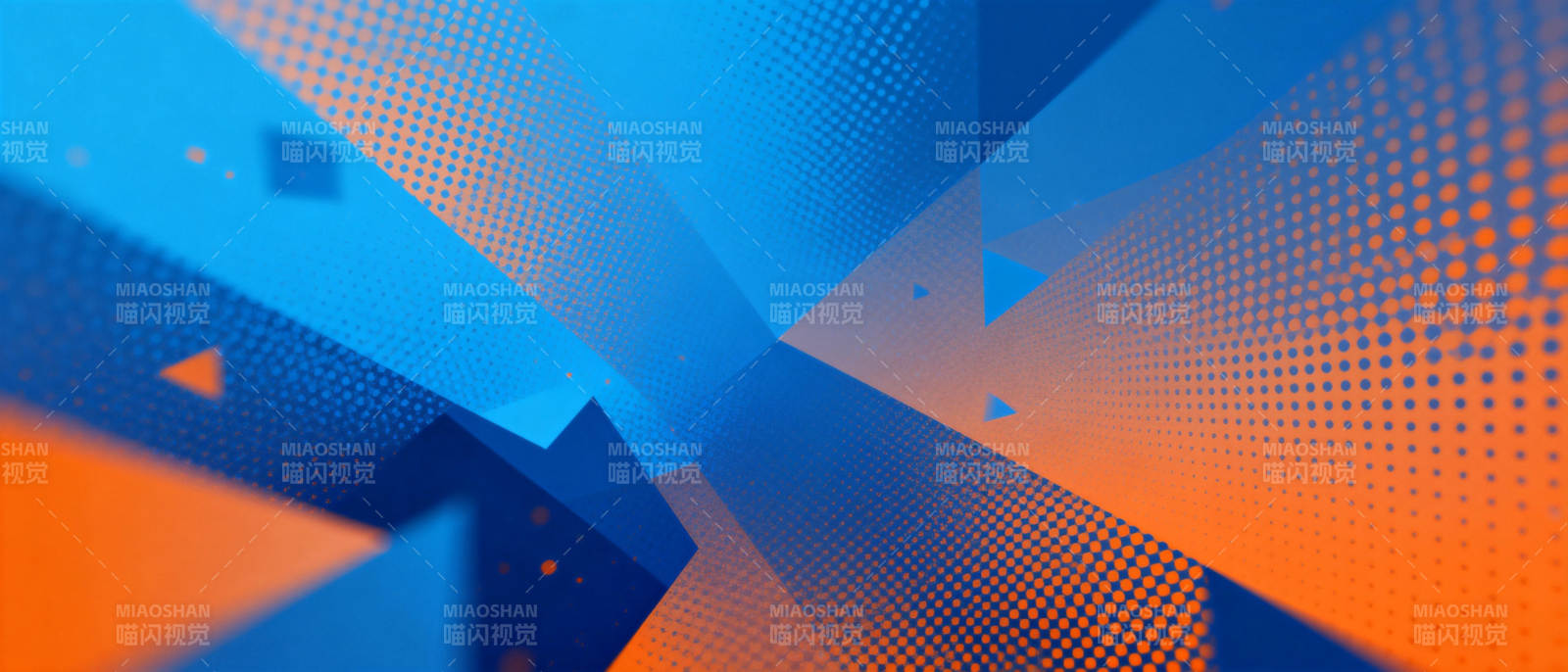 蓝橙交织几何抽象图片