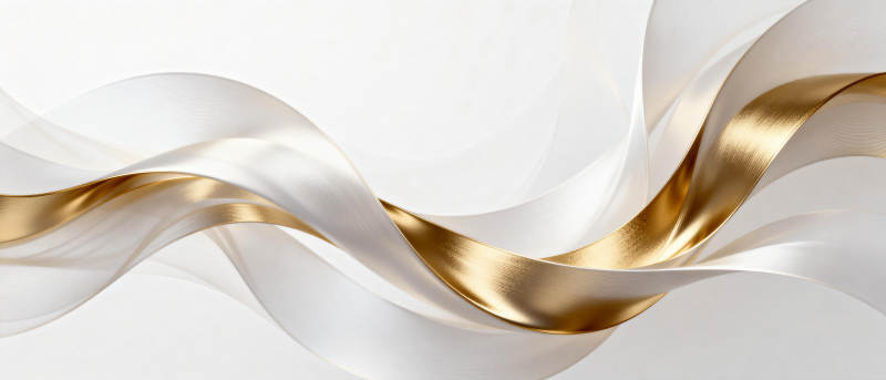 金白丝带飘逸图图片