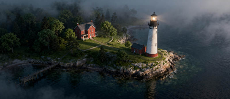 灯塔守望夜色图片