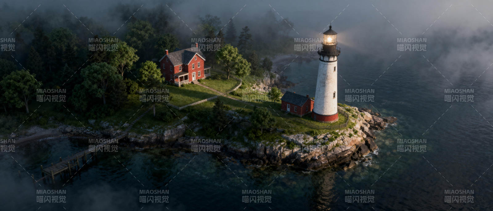 灯塔守望夜色图片