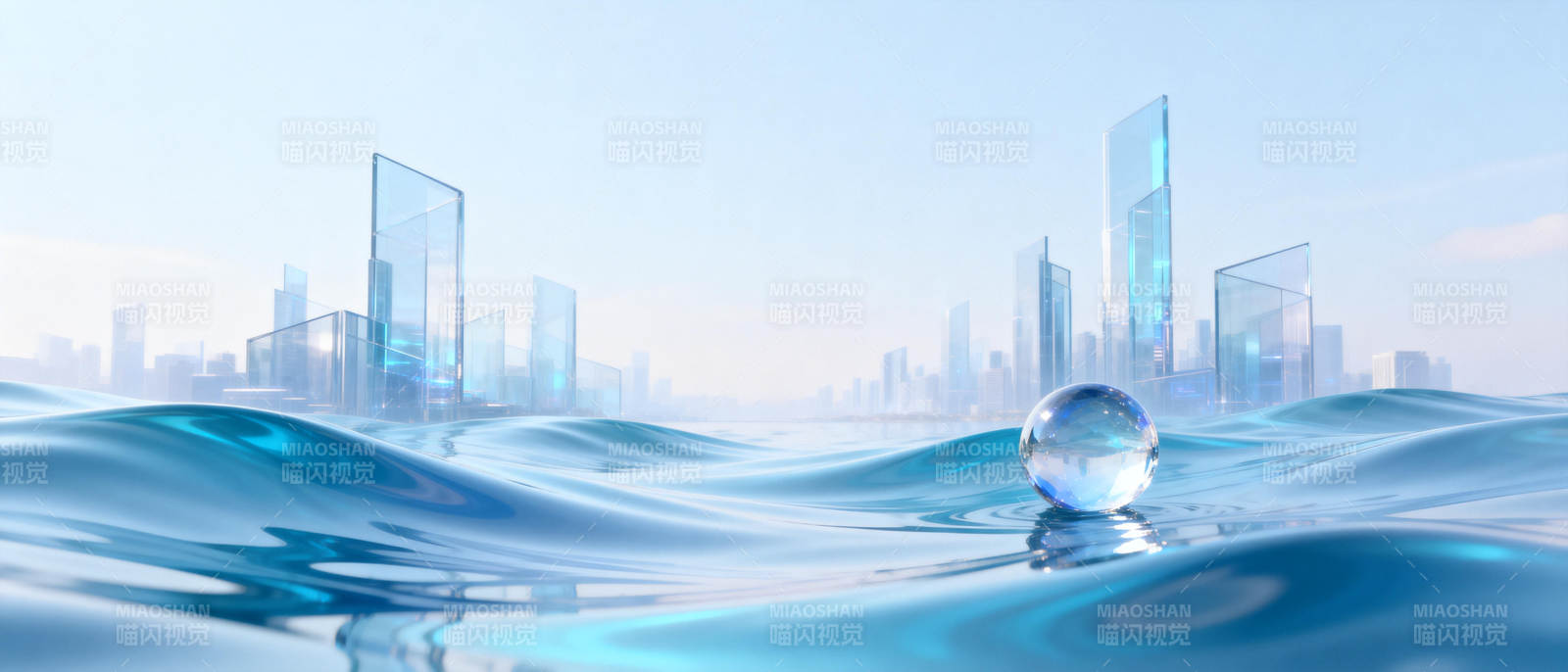 水波映城 晶球浮光图片