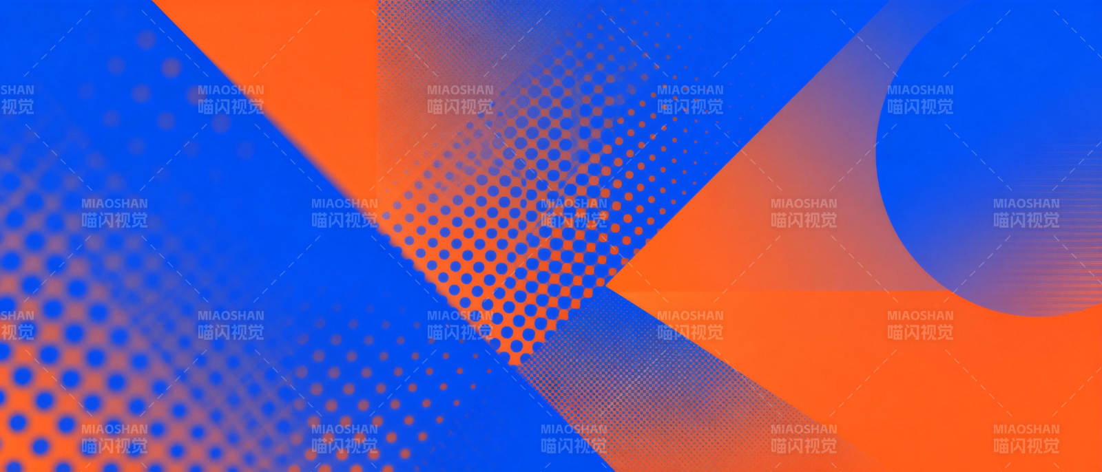 蓝橙几何抽象艺术图片