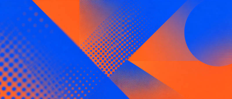 蓝橙几何抽象艺术图片