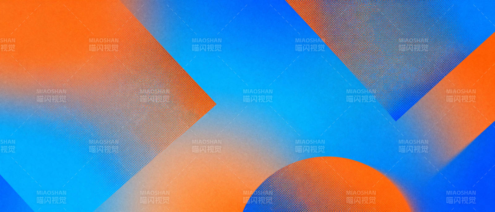 橙蓝交织的几何之美图片