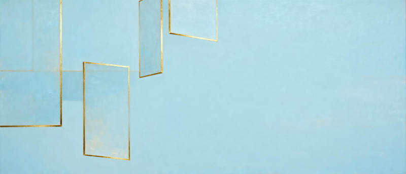 金框蓝底简约风图片