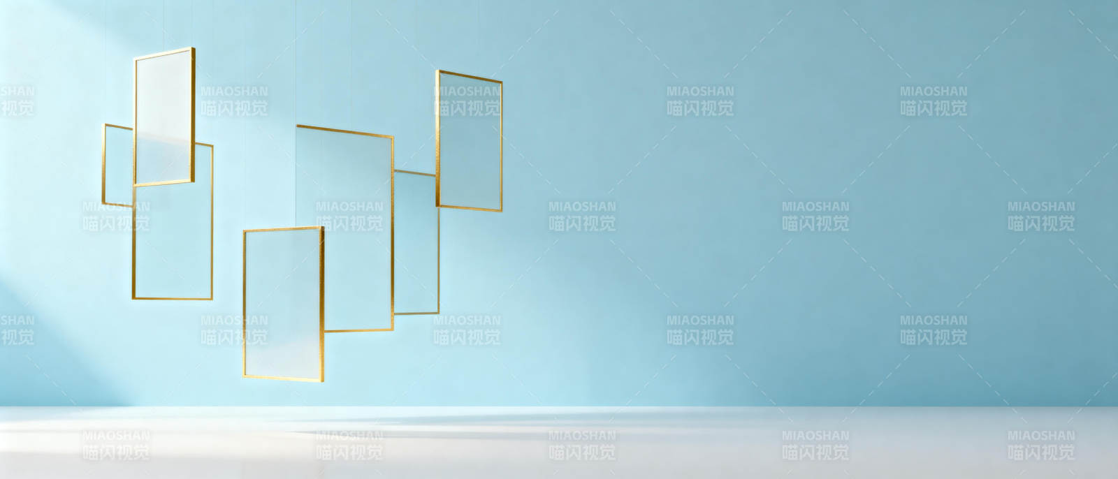 金色镜框悬空艺术图片