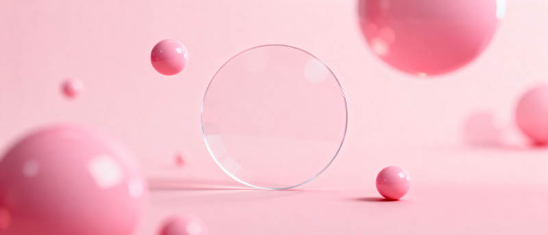 粉色球体与透明圆环图片
