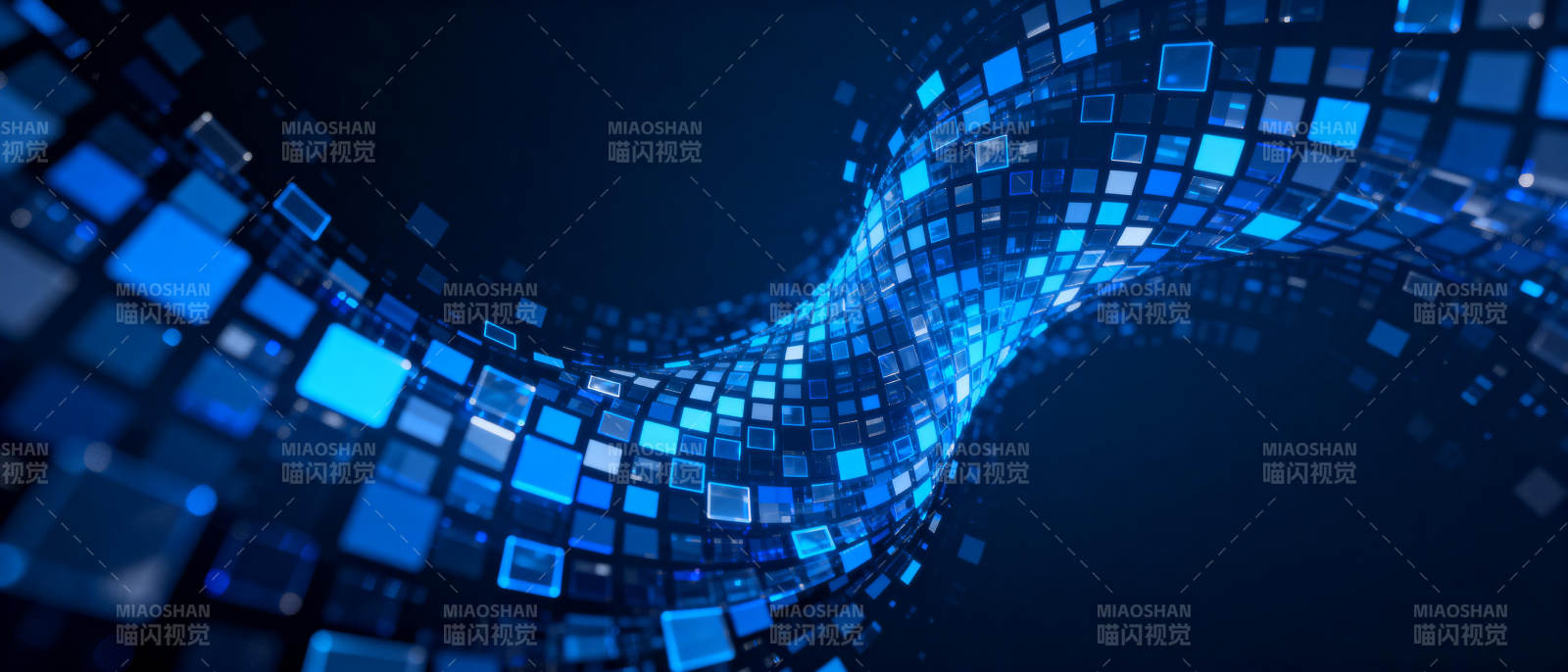 蓝色方块波浪图片