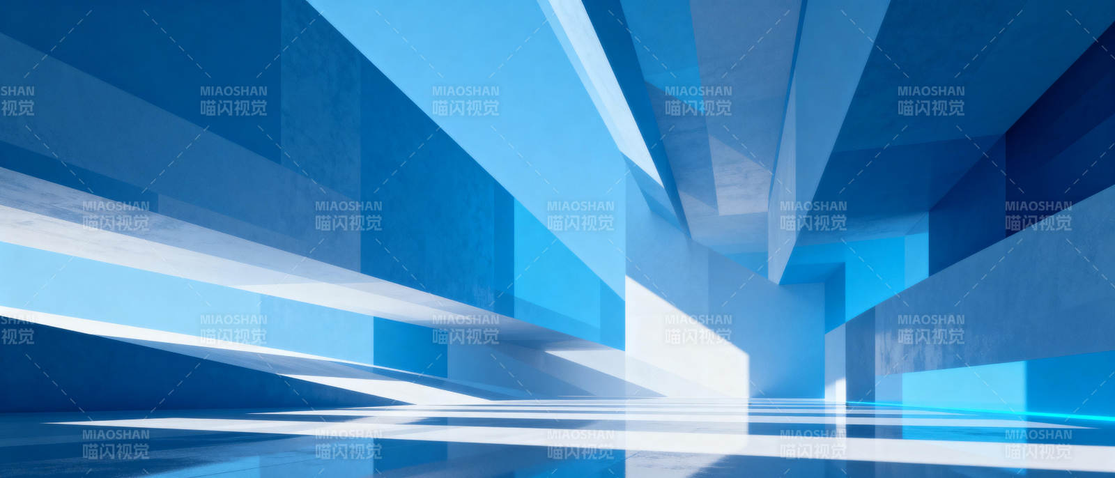 蓝色几何空间图片