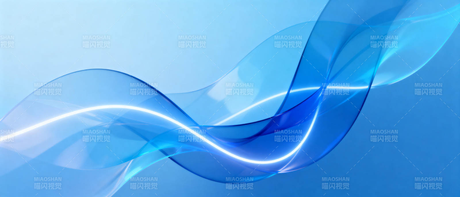 蓝色波浪光影图片