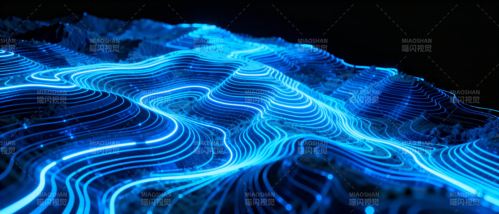 蓝光波纹地形图图片