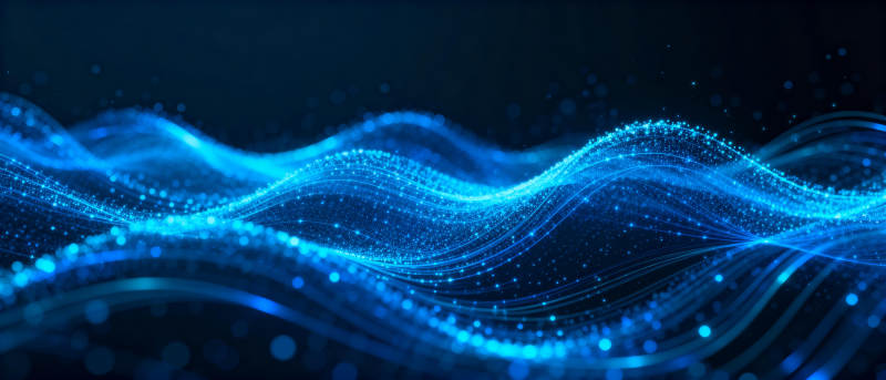 蓝色光波流动图片