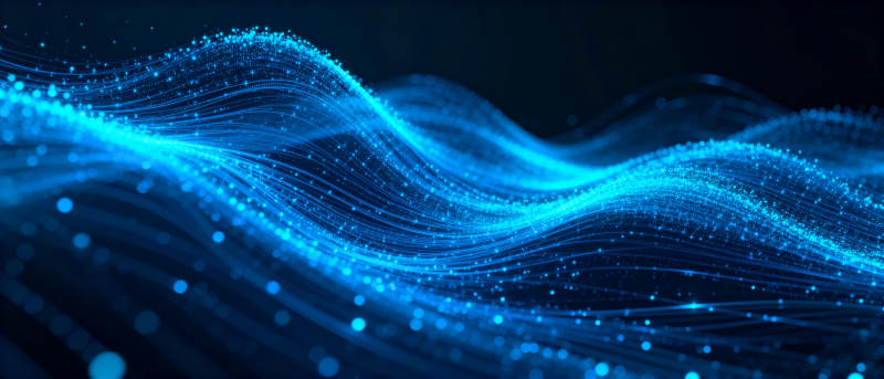 蓝色波浪粒子流图片