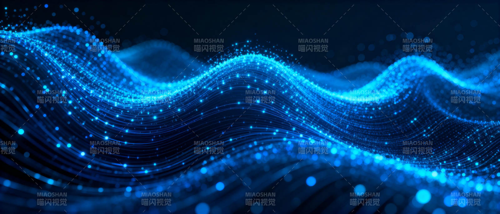 蓝色光波流动图片