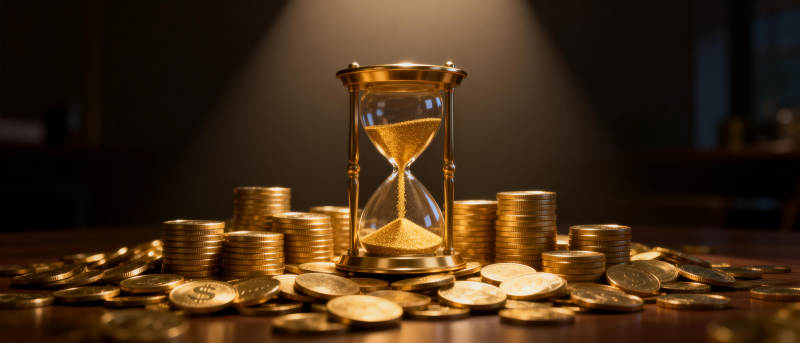 金币与沙漏图片