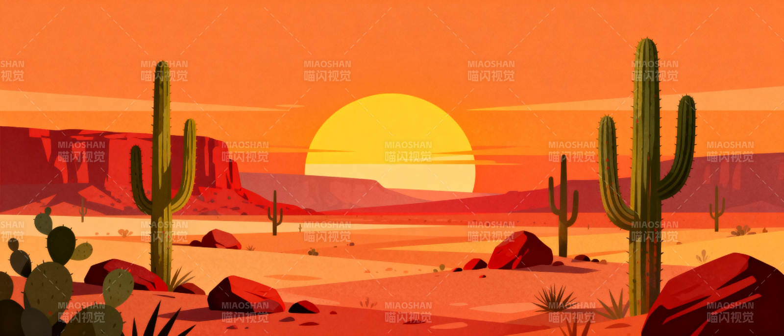 沙漠日落景象图片