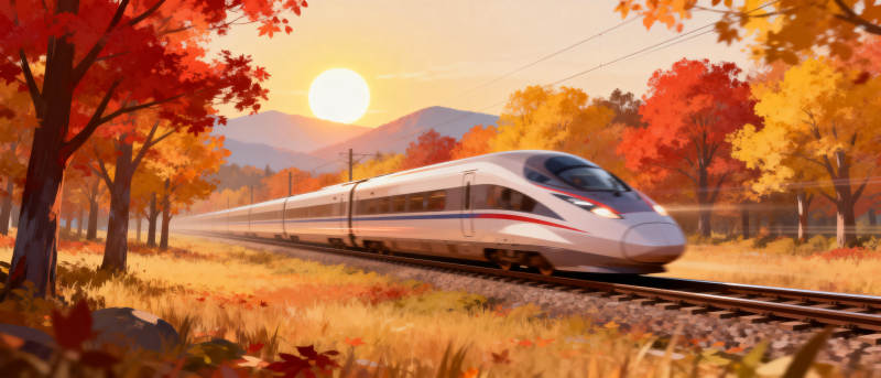 秋日高铁行图片