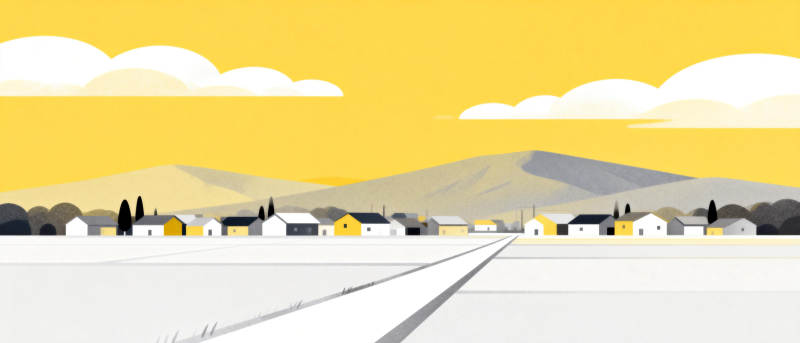 雪原小镇静谧晨曦图片