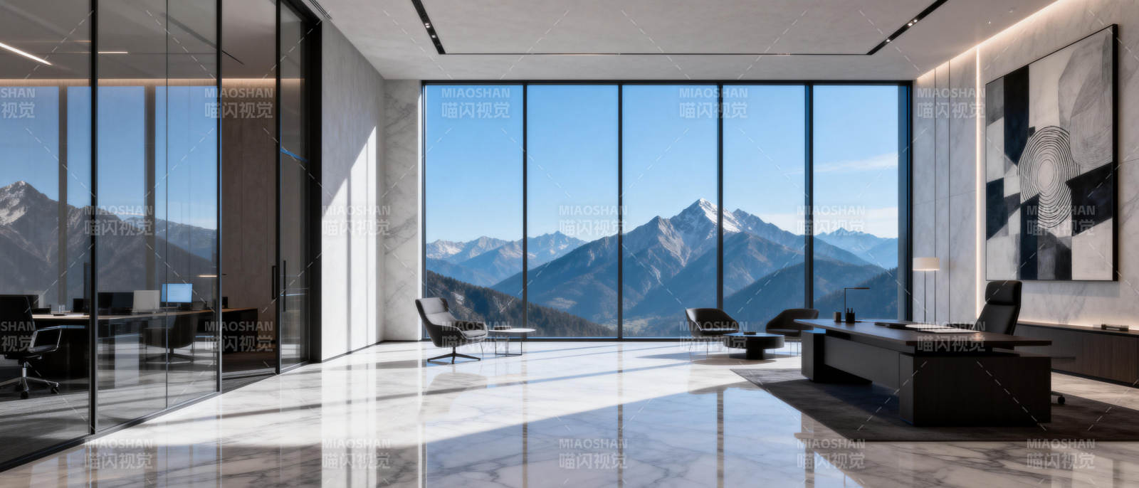 雪山之巅的现代居所图片