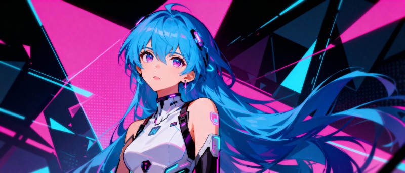 蓝发少女未来风图片