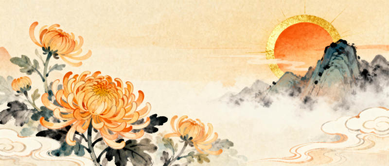 秋菊映山日图片