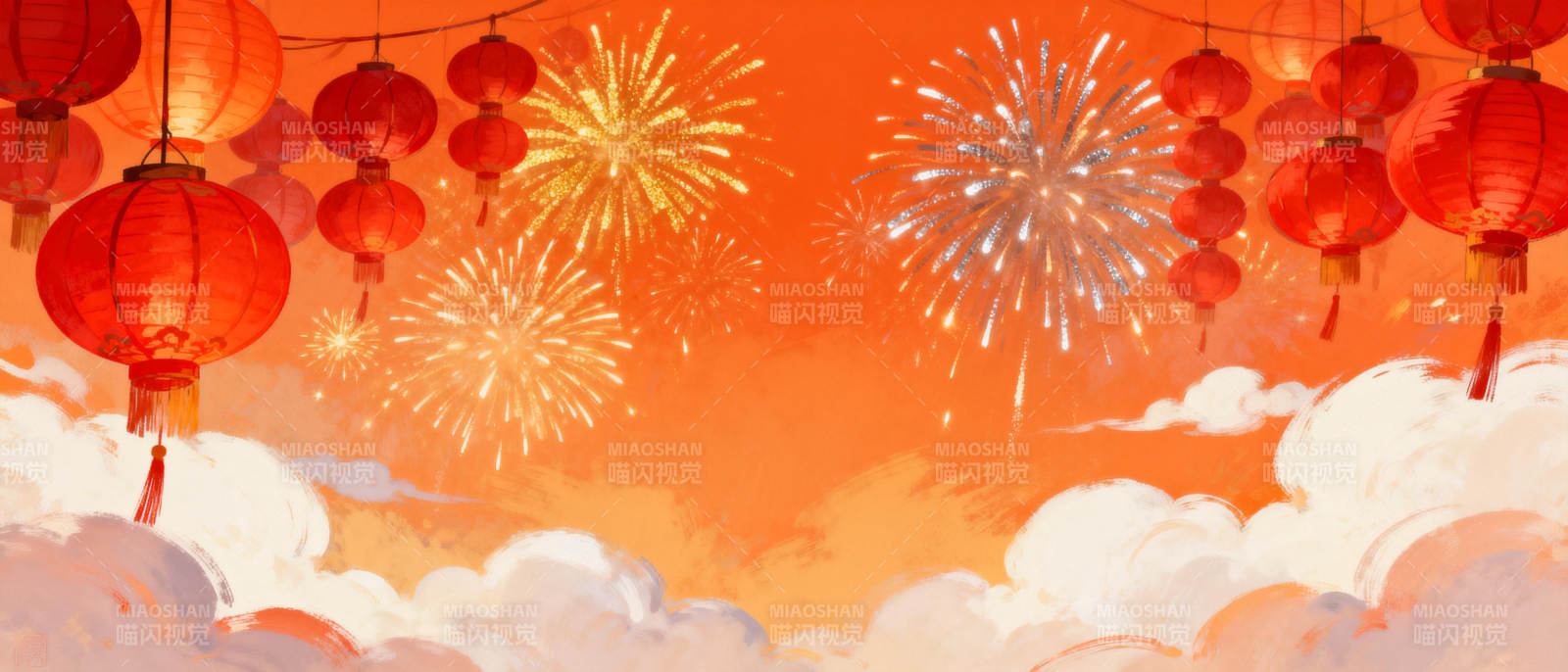烟花灯笼庆新春图片