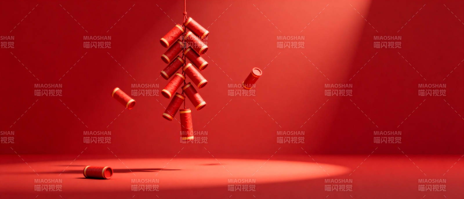 红鞭炮悬空飞舞图片