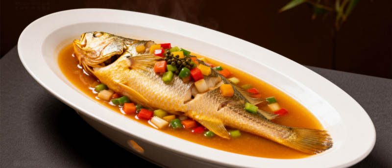 清蒸鱼配蔬菜图片