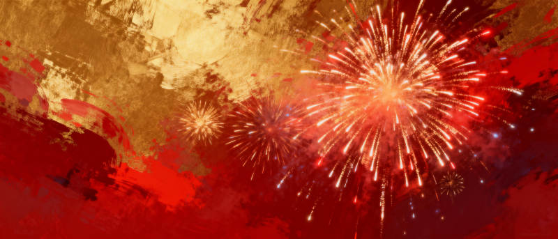 烟花绽放夜空图片