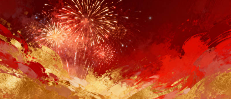 璀璨烟花映红夜图片