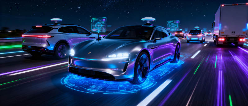 未来智能驾驶夜景图片