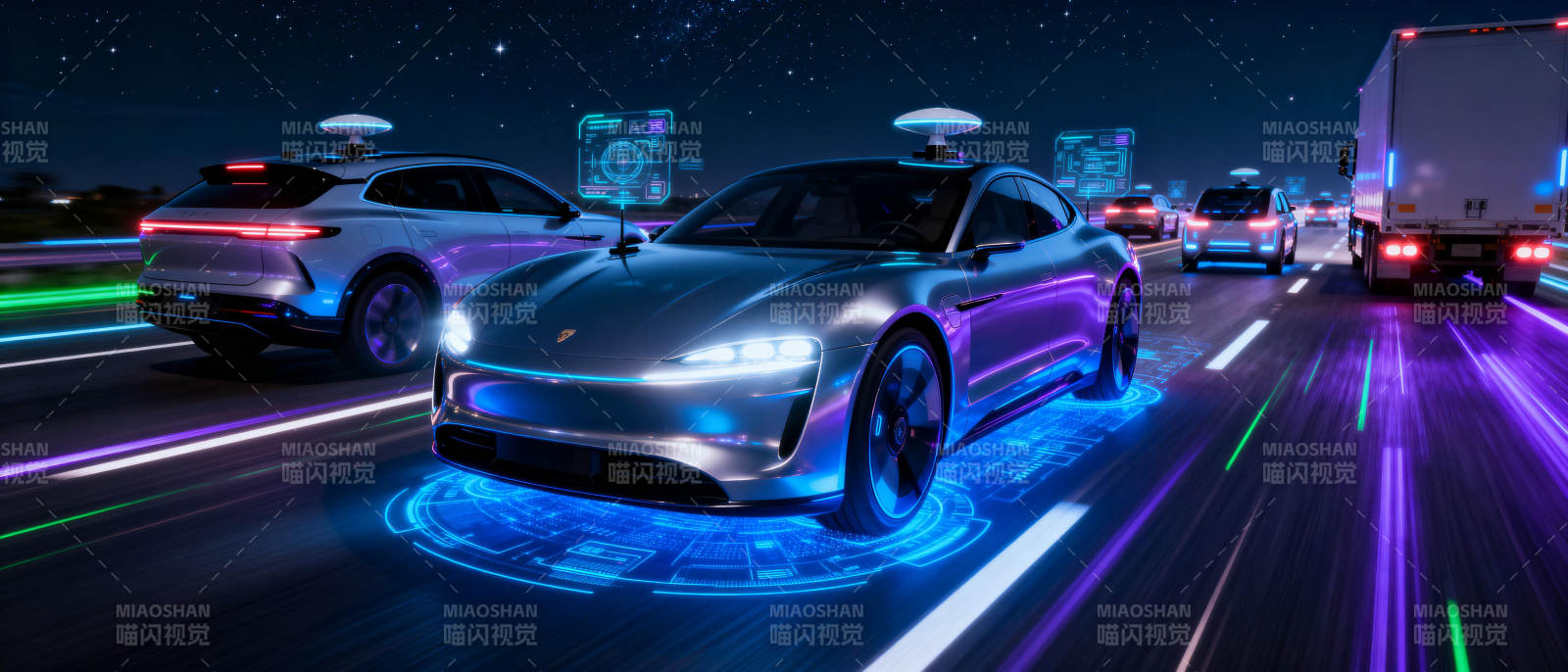 未来智能驾驶夜景图片