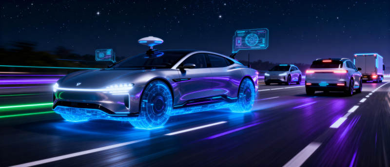 未来智能驾驶夜景图片
