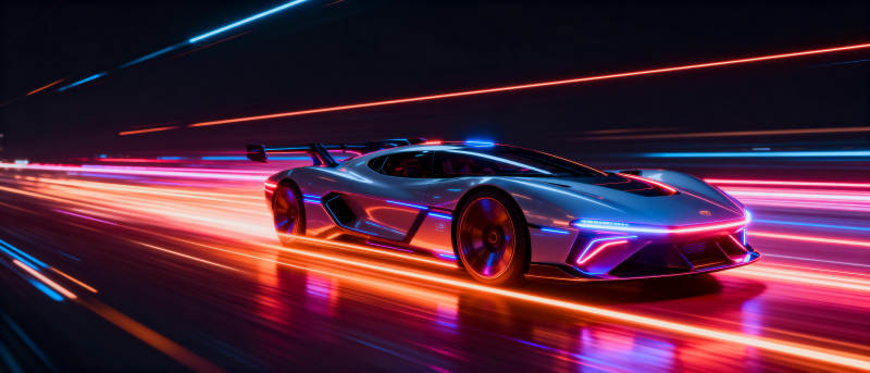 霓虹疾驰未来车图片