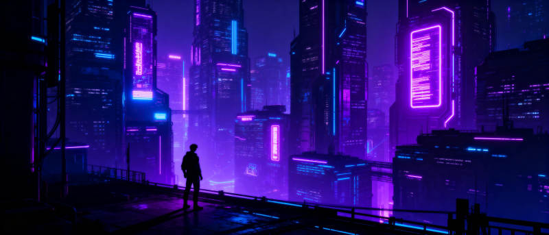 霓虹都市夜影图片