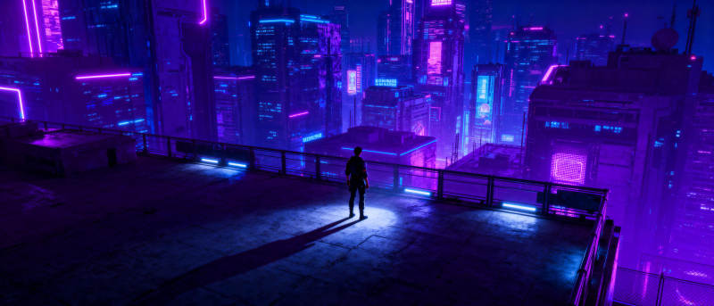 霓虹都市夜影图片