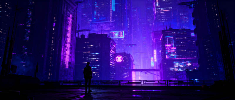 霓虹都市夜影图片